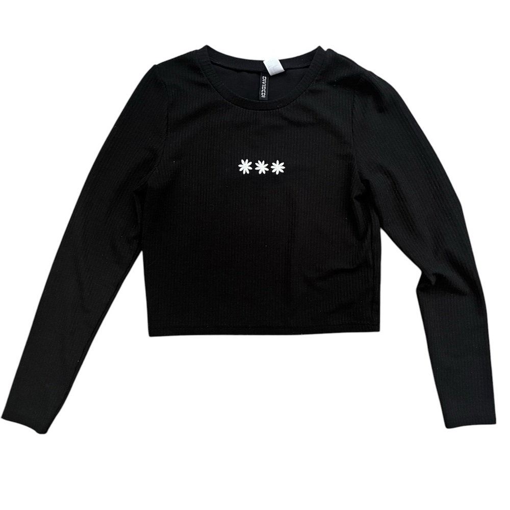 Black Long Sleeve Crop Top